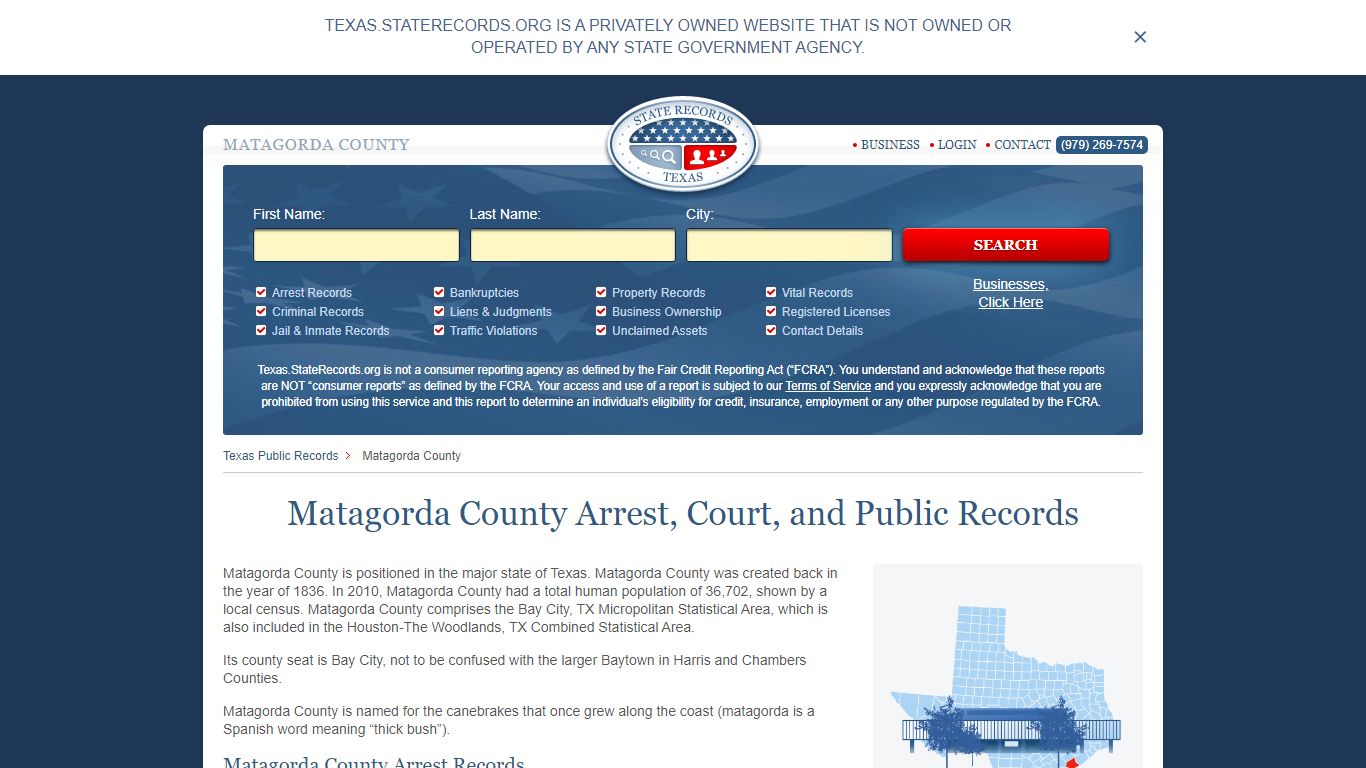Matagorda County Arrest, Court, and Public Records